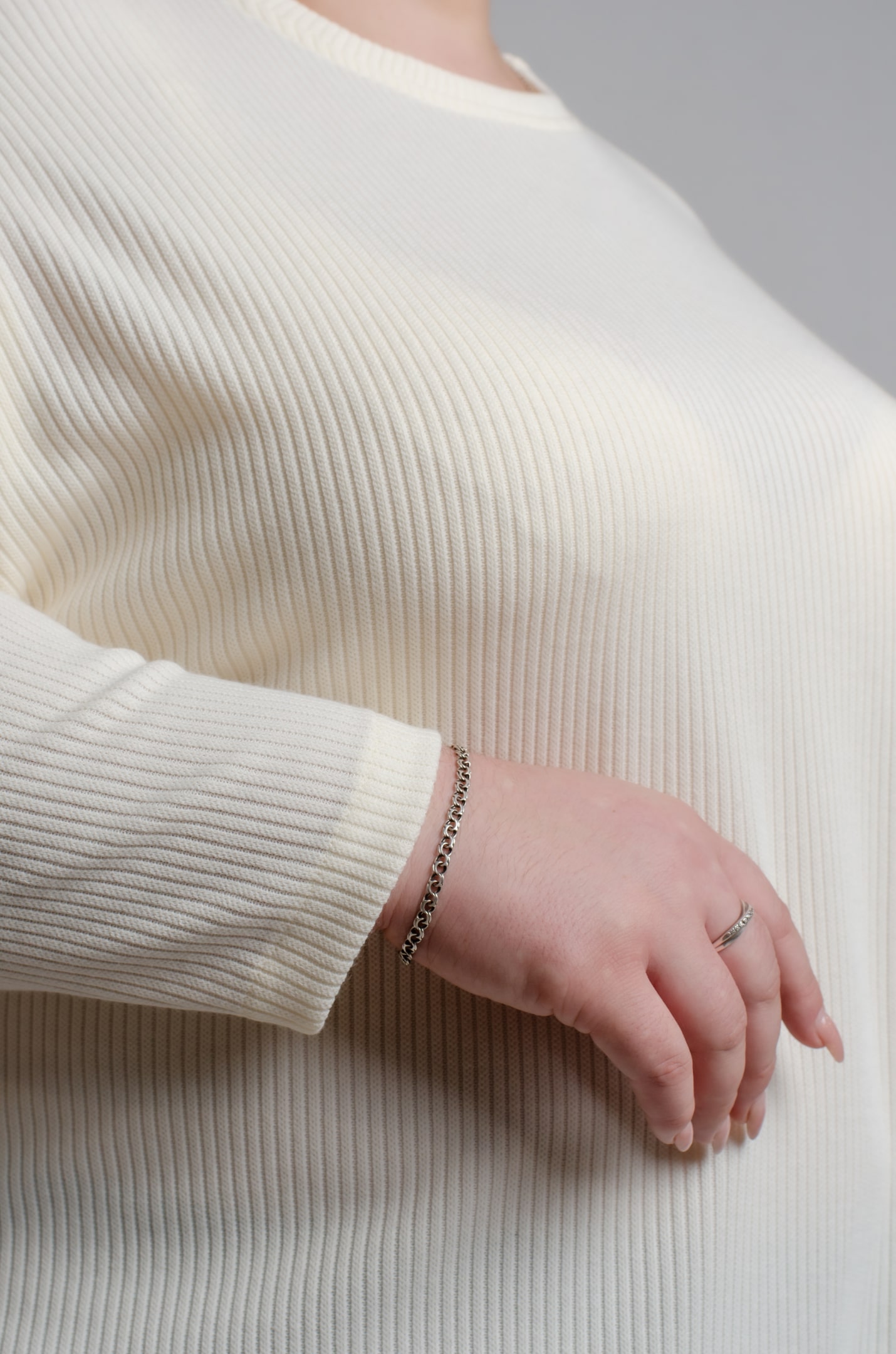 Туніка кремова трикотаж рубчик великих розмірів