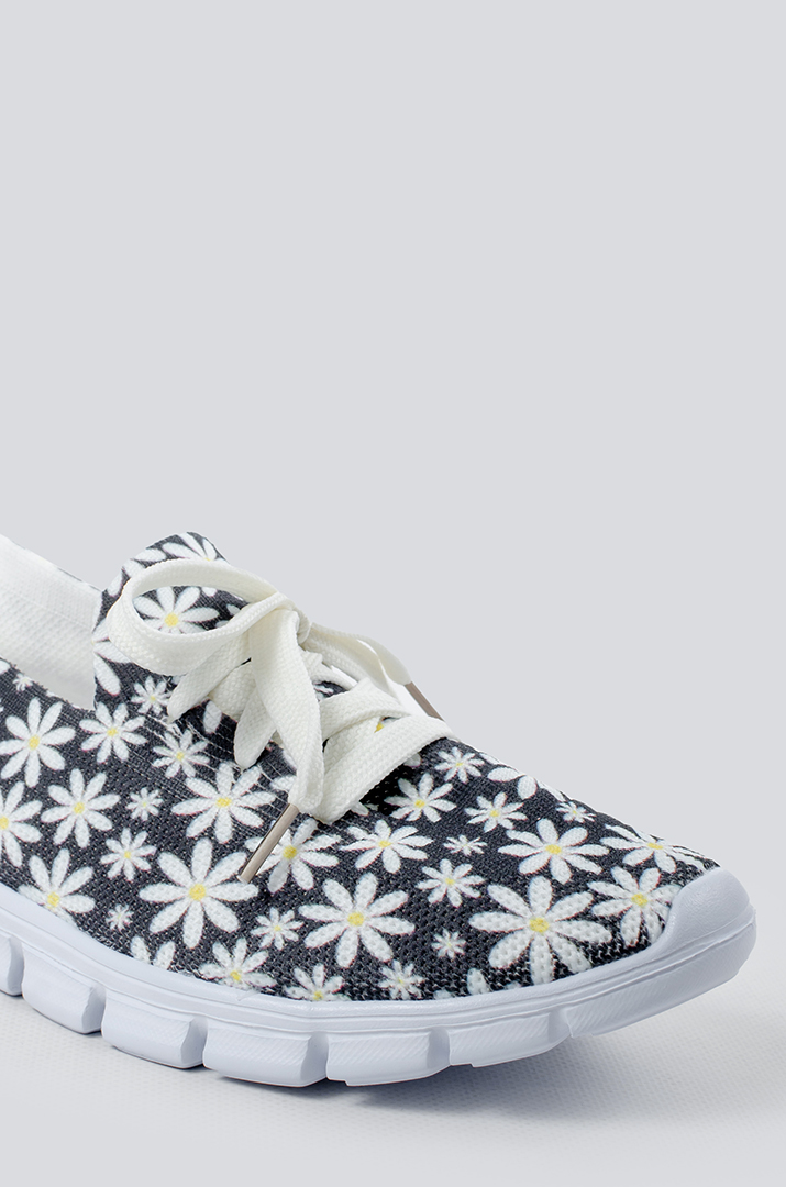 Кросівки сірі в квітковий принт великих розмірів