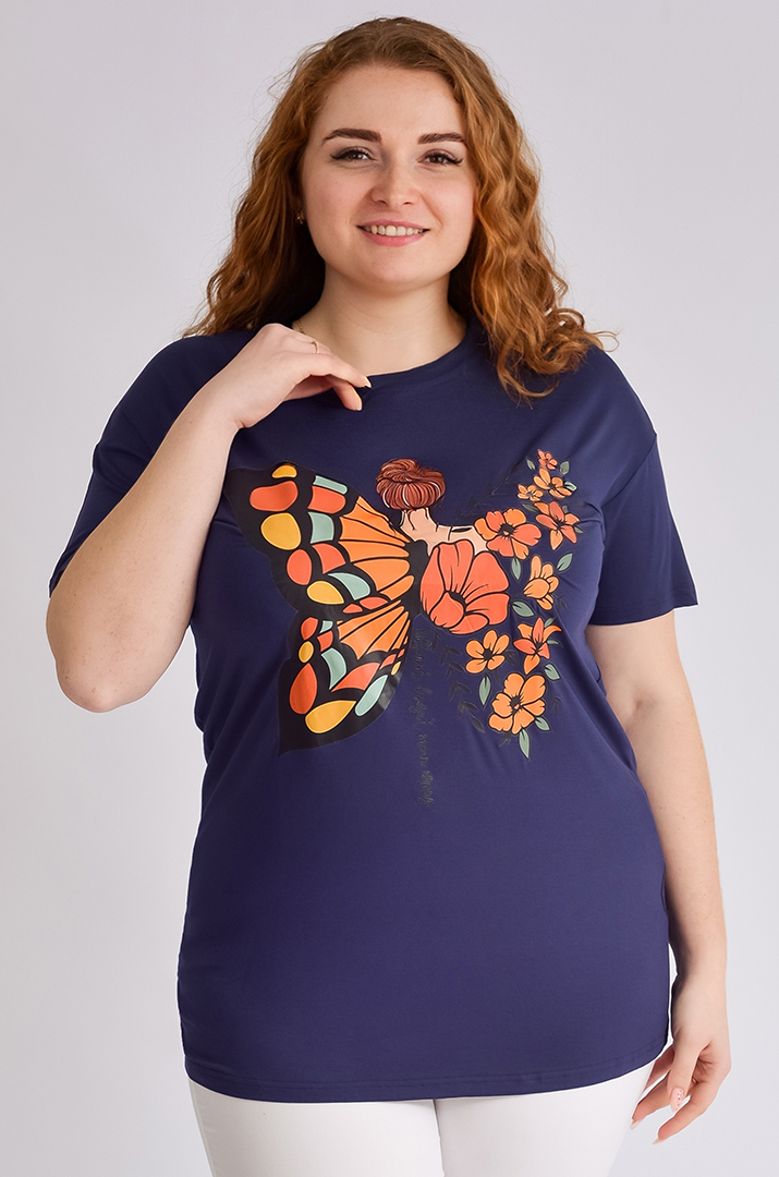 Туніка коротка з принтом великих розмірів
