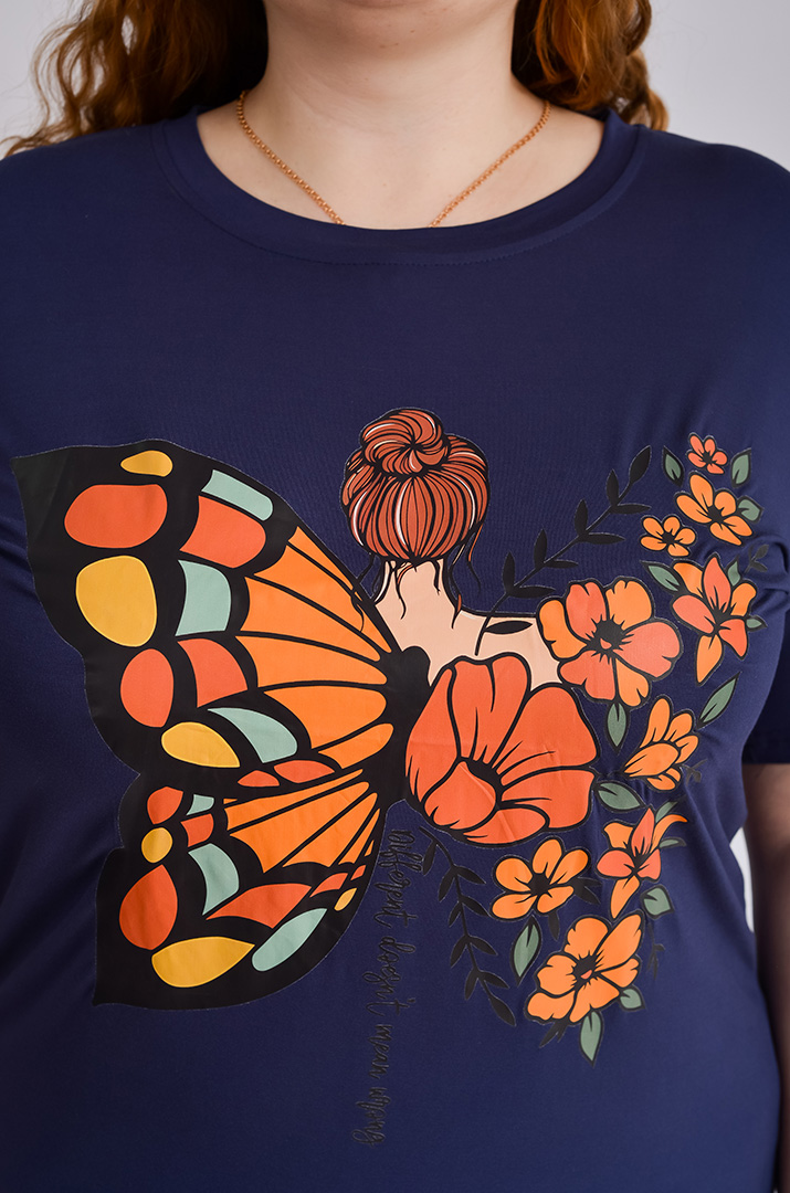 Туніка коротка з принтом великих розмірів