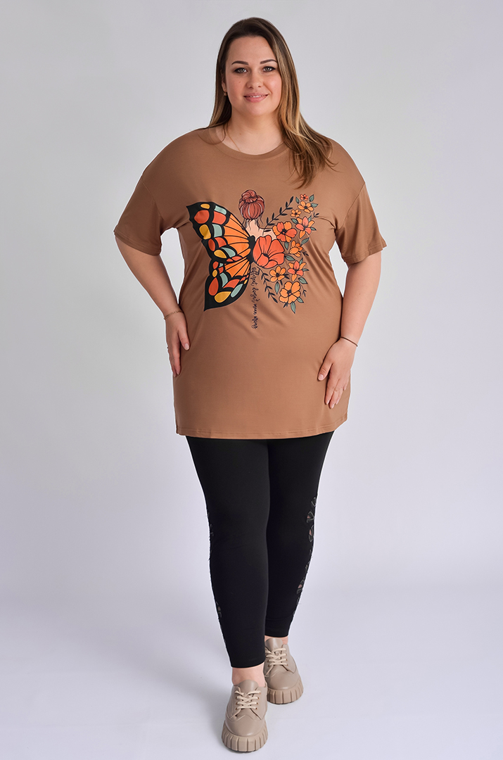 Туніка коротка з принтом великих розмірів