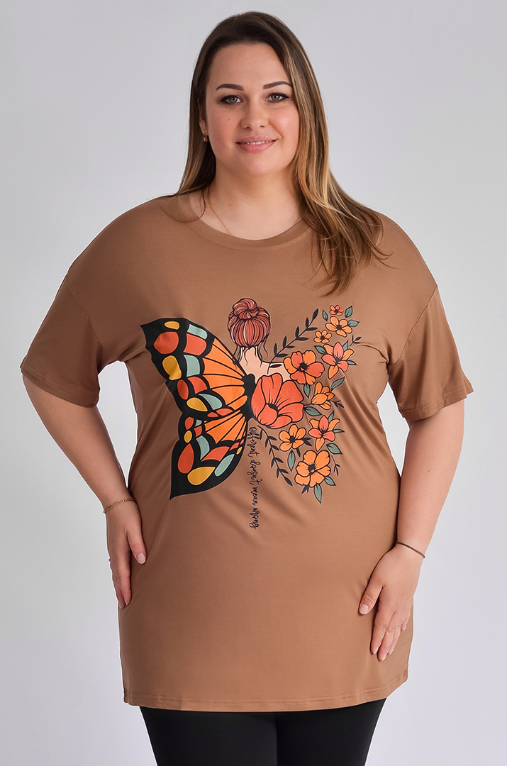 Туніка коротка з принтом великих розмірів