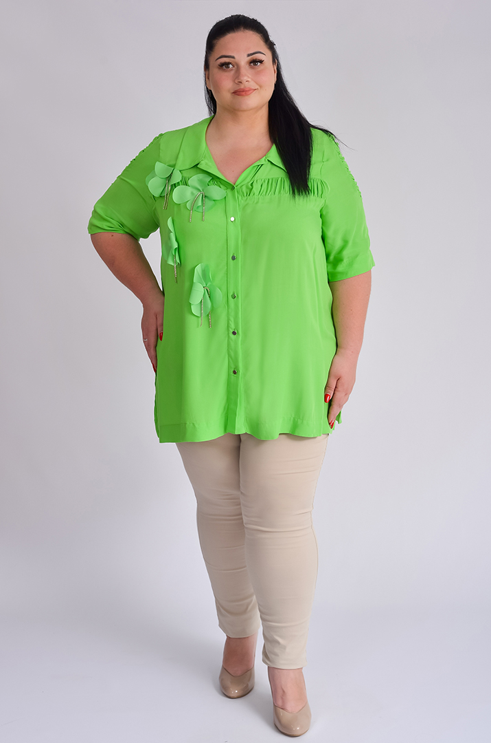 Туніка коротка салатного кольору великих розмірів