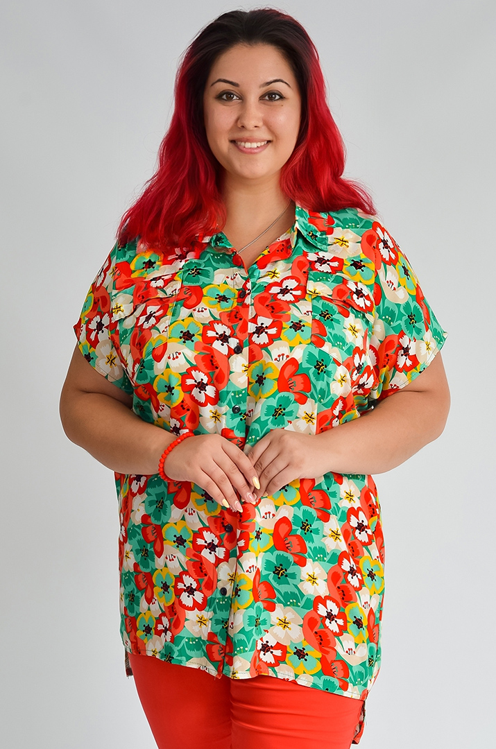 Туніка-сорочка штапельна в принт великих розмірів