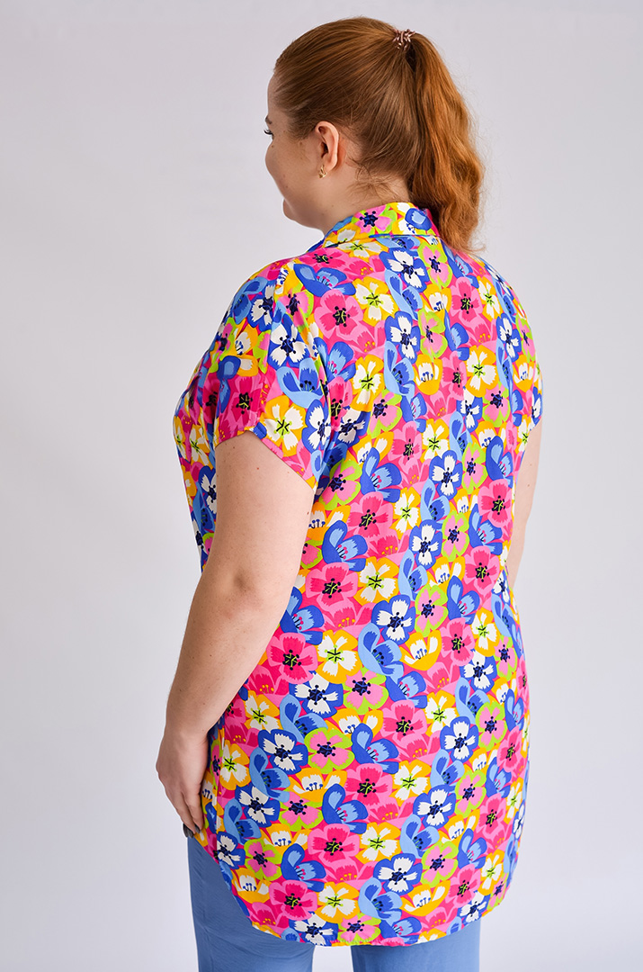 Туніка-сорочка штапельна в принт великих розмірів