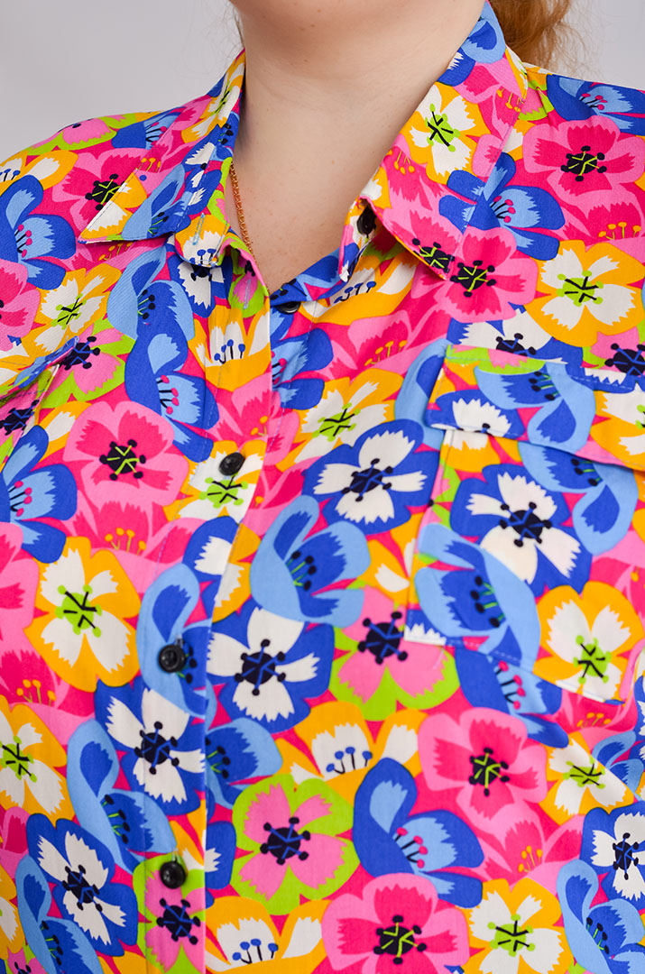 Туніка-сорочка штапельна в принт великих розмірів