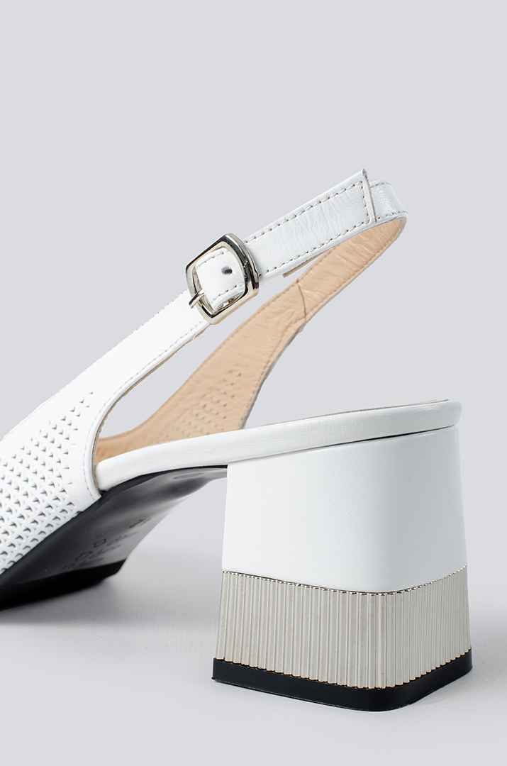 Туфли белые на каблуке с открытой пяткой больших размеров