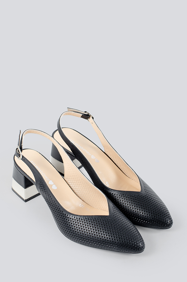 Черные туфли на каблуке с открытой пяткой больших размеров