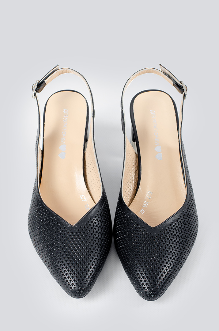 Черные туфли на каблуке с открытой пяткой больших размеров