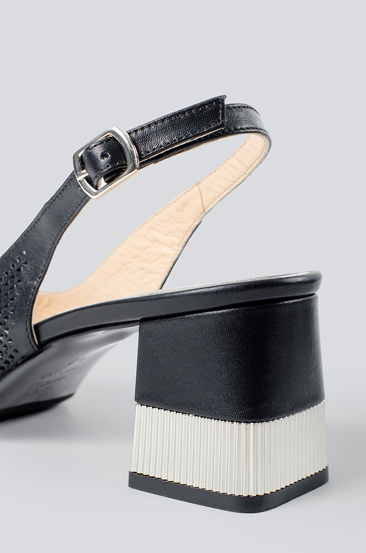 Черные туфли на каблуке с открытой пяткой больших размеров