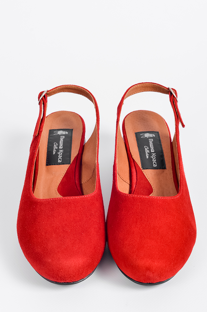Замшевые красные туфли на широкие ножки больших размеров