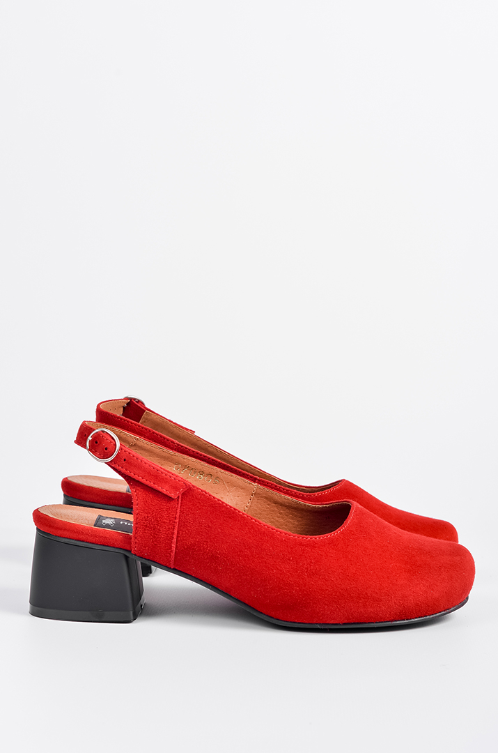 Замшевые красные туфли на широкие ножки больших размеров