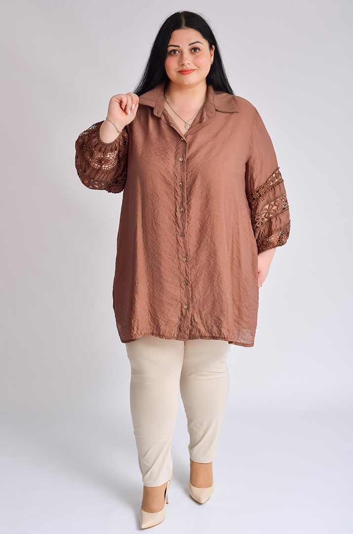 Туніка-сорочка з мереживом великих розмірів