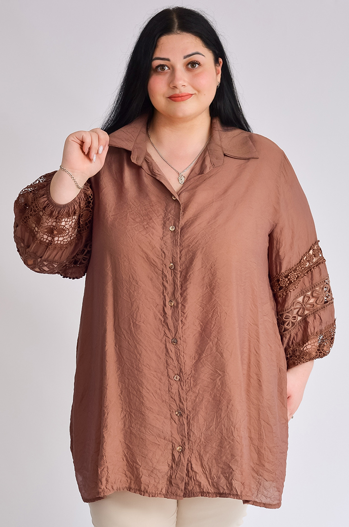 Туніка-сорочка з мереживом великих розмірів