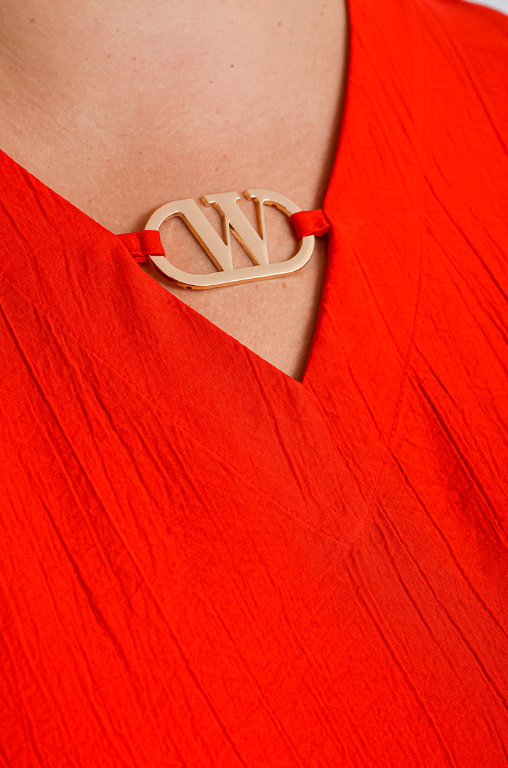 Туніка з жатої тканини з мереживними воланами великих розмірів