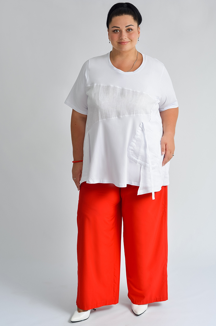 Туніка з косими фактурними вставками великих розмірів