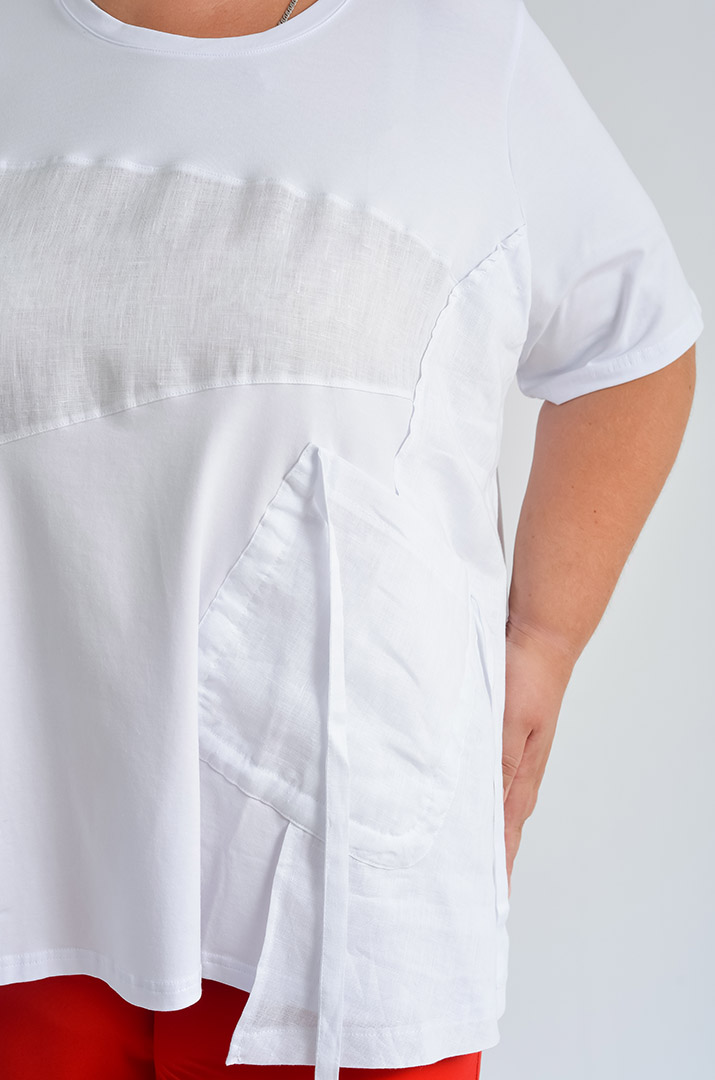 Туніка з косими фактурними вставками великих розмірів