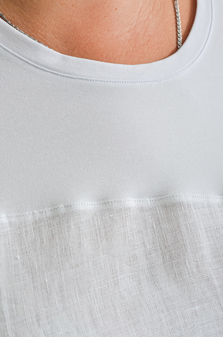 Туніка з косими фактурними вставками великих розмірів