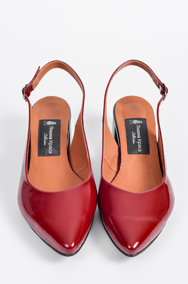 Бордові лакові туфлі на підборах великих розмірів