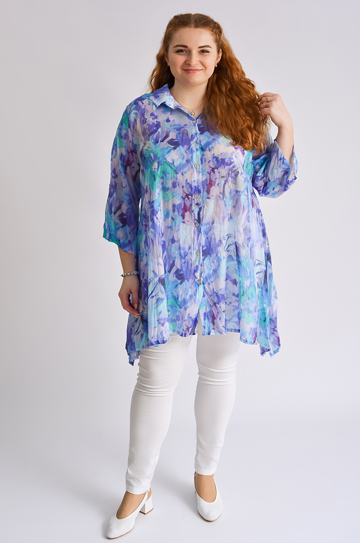 Туніка довга сорочка з квітковим ефектом акварелі великих розмірів