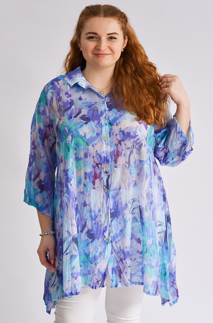Туніка довга сорочка з квітковим ефектом акварелі великих розмірів