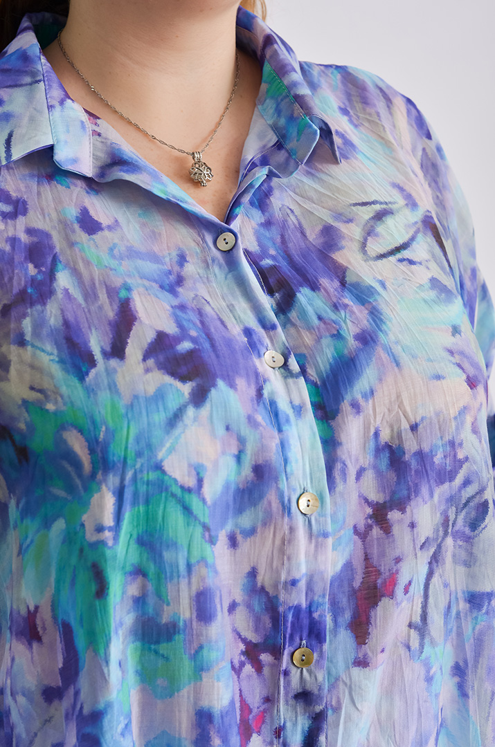 Туніка довга сорочка з квітковим ефектом акварелі великих розмірів