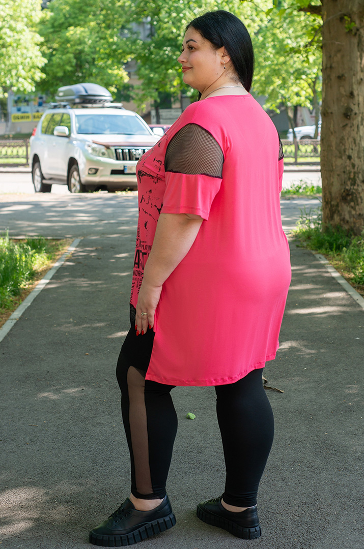 Туніка з сіткою і стразами великих розмірів