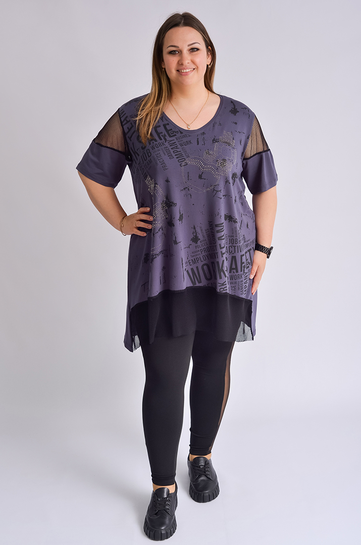 Туніка з сіткою і стразами великих розмірів