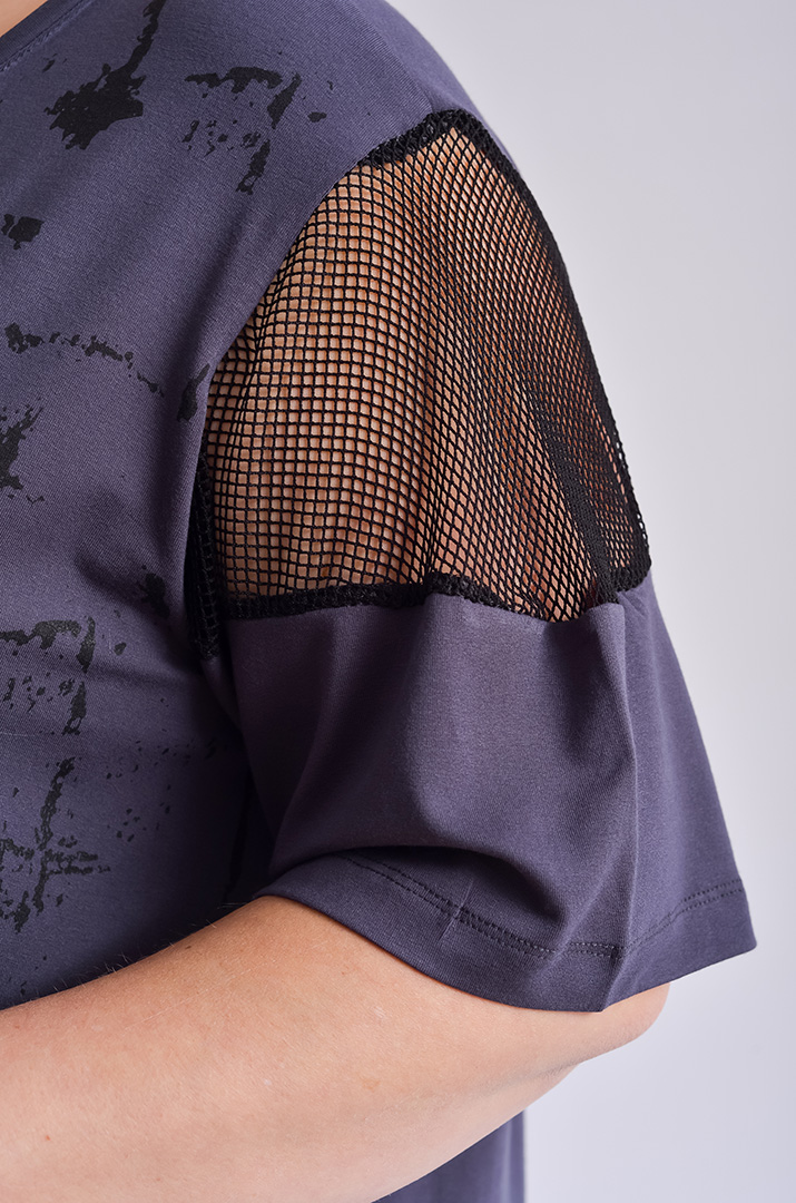 Туніка з сіткою і стразами великих розмірів