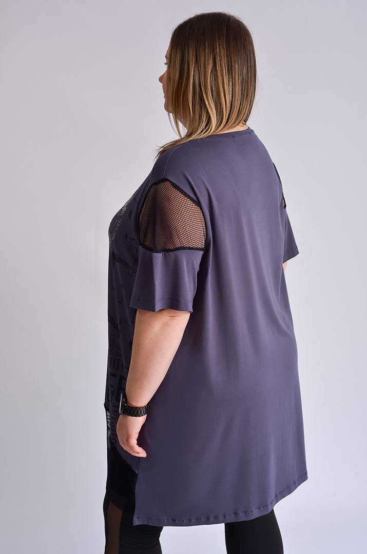 Туніка з сіткою і стразами великих розмірів