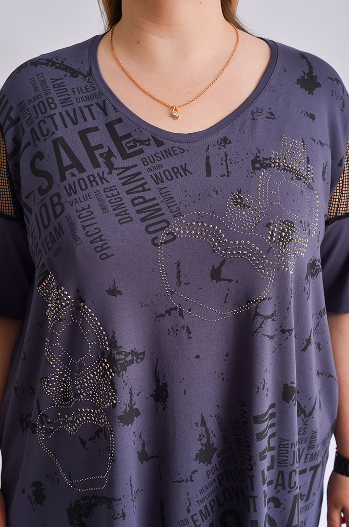 Туніка з сіткою і стразами великих розмірів