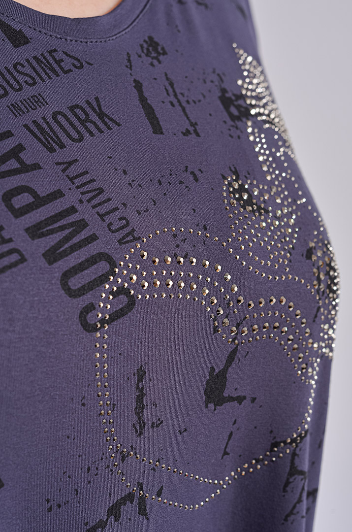 Туніка з сіткою і стразами великих розмірів