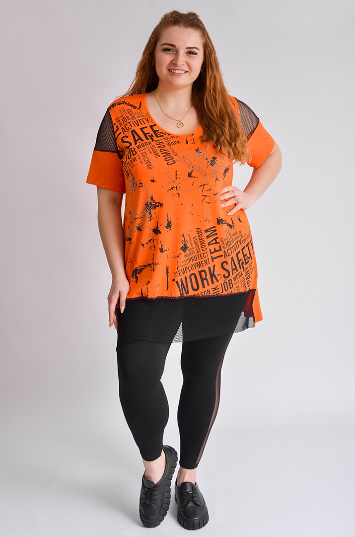 Туніка з сіткою і стразами великих розмірів