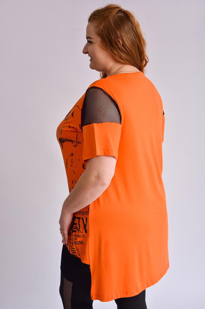 Туніка з сіткою і стразами великих розмірів