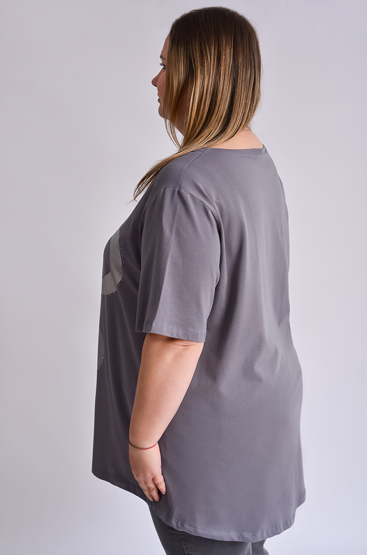 Туніка коротка з принтом у вигляді сердець великих розмірів