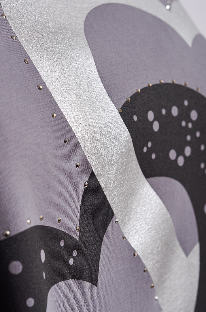 Туніка коротка з принтом у вигляді сердець великих розмірів