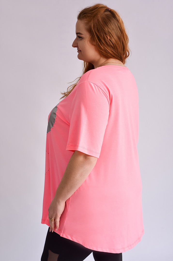 Туніка коротка з принтом у вигляді сердець великих розмірів