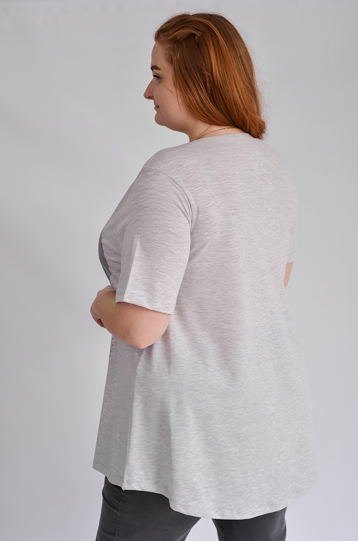 Туніка коротка з принтом у вигляді сердець великих розмірів