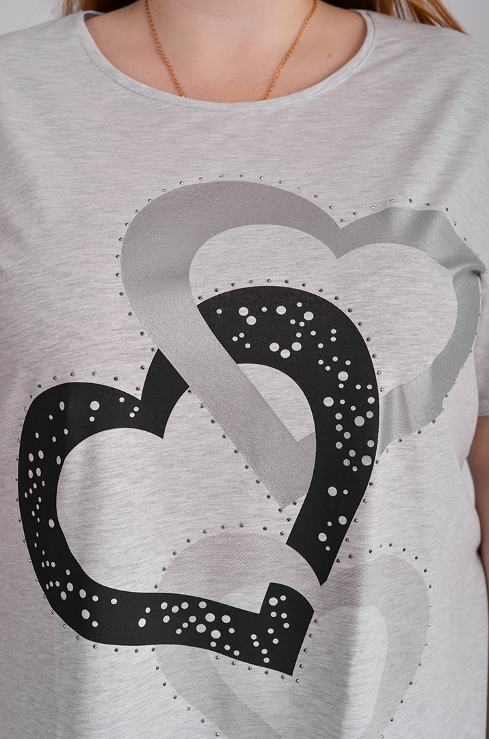 Туніка коротка з принтом у вигляді сердець великих розмірів
