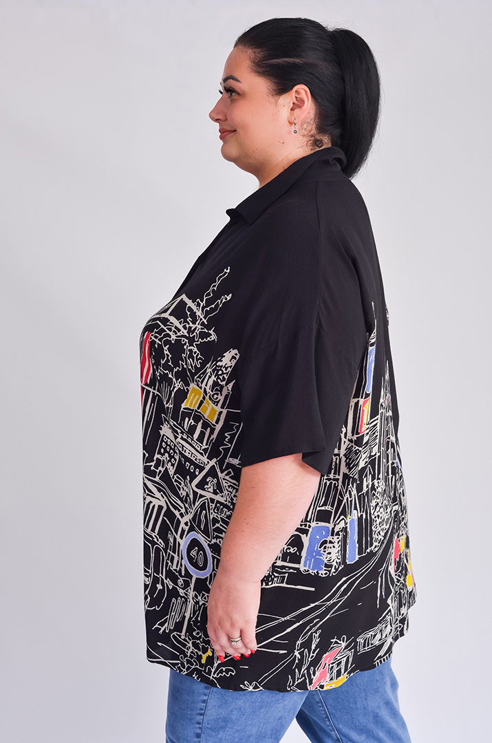 Туника-рубашка с арт-принтом больших размеров