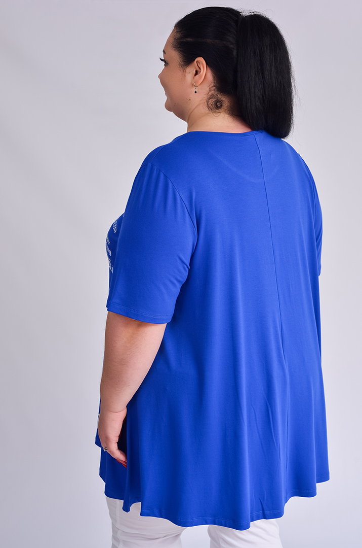 Туніка трапеція зі стразами та графікою велих розмірів