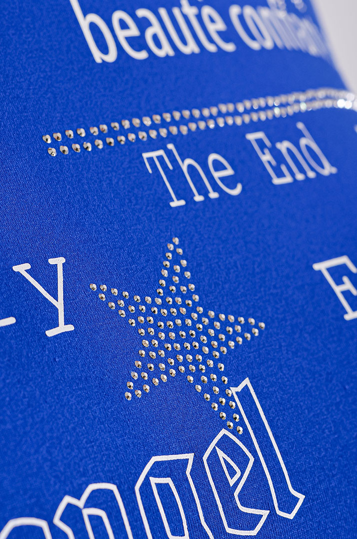 Туніка трапеція зі стразами та графікою велих розмірів