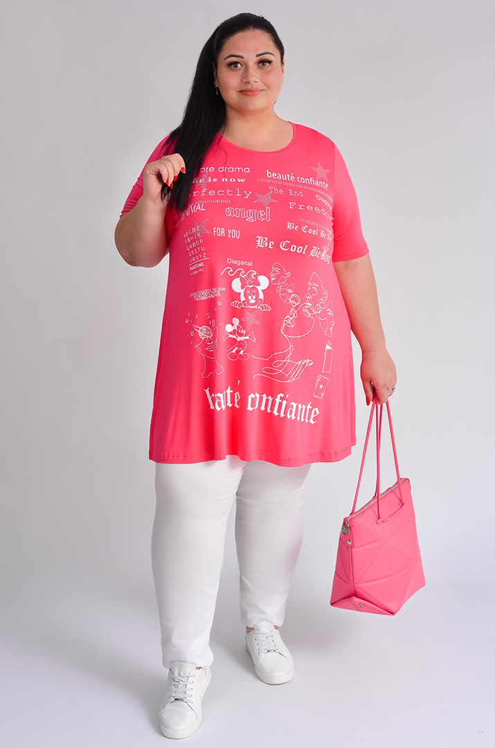 Туніка трапеція зі стразами та графікою велих розмірів