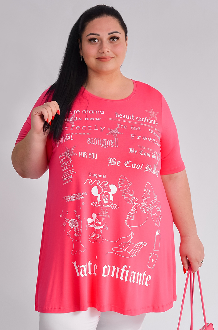 Туніка трапеція зі стразами та графікою велих розмірів