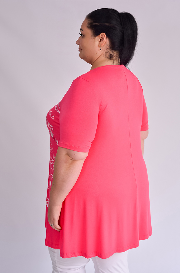 Туніка трапеція зі стразами та графікою велих розмірів