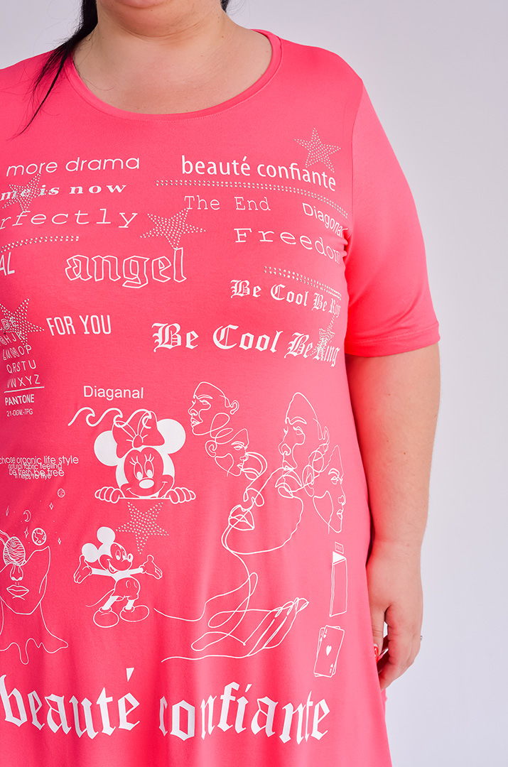 Туніка трапеція зі стразами та графікою велих розмірів