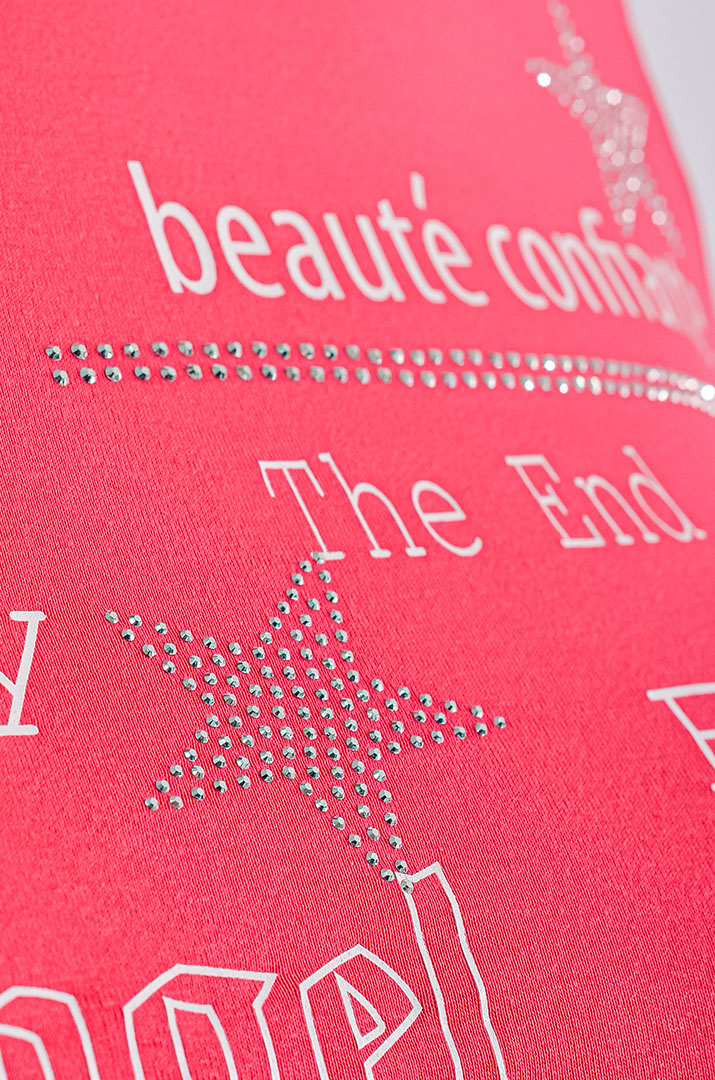 Туніка трапеція зі стразами та графікою велих розмірів