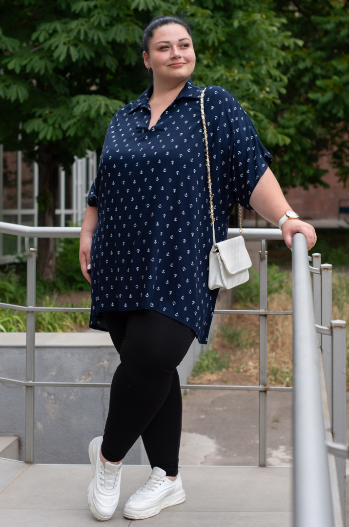 Туника с принтом в виде якорей больших размеров