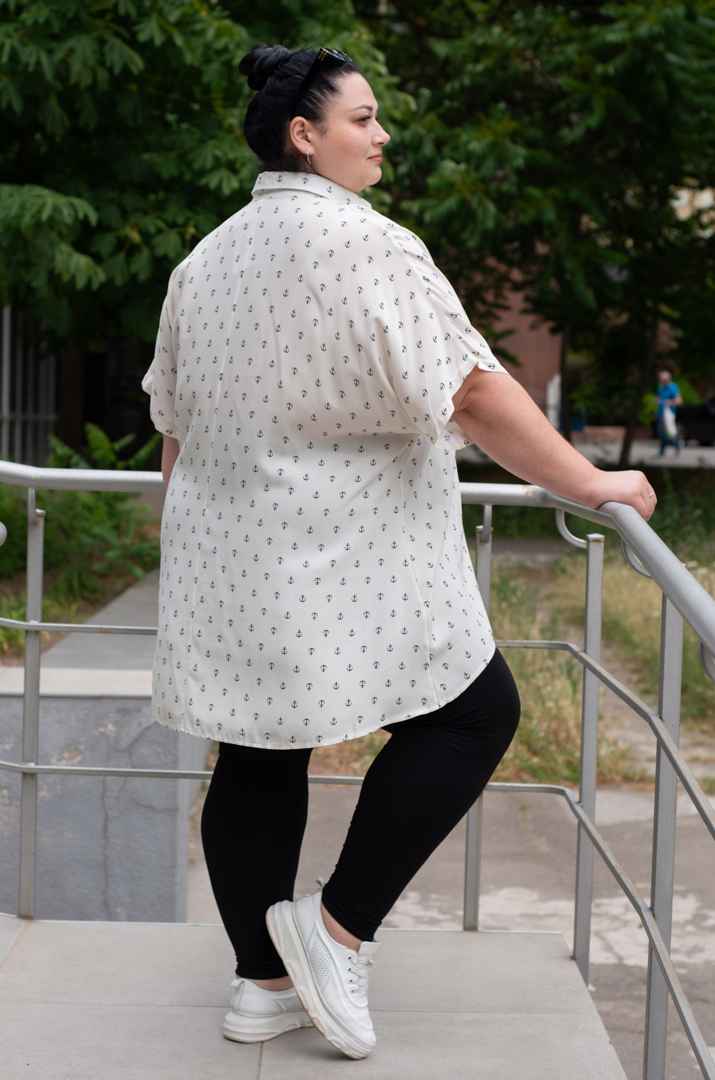 Туника с принтом в виде якорей больших размеров