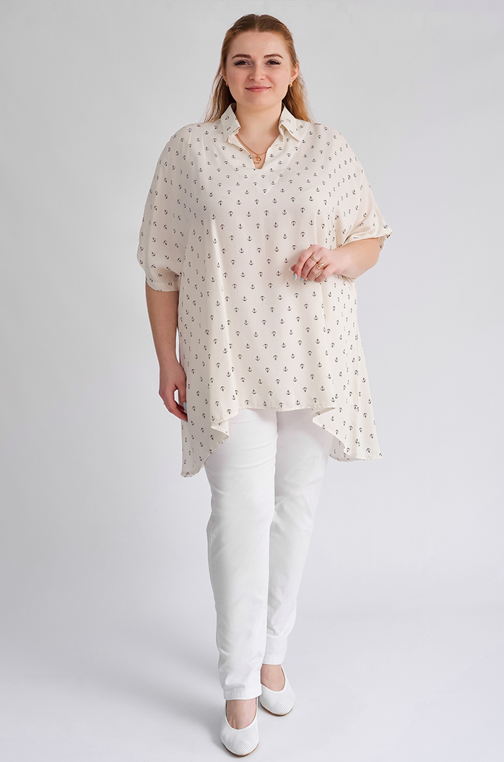 Туника с принтом в виде якорей больших размеров